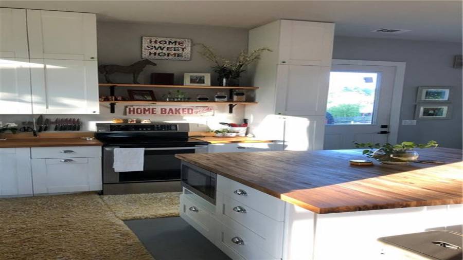 Kitchen with entry door to driveway