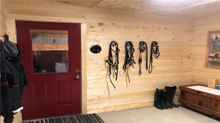 12x12 climate controlled tack room is energy efficient and stores everything needed for you and your horses.
