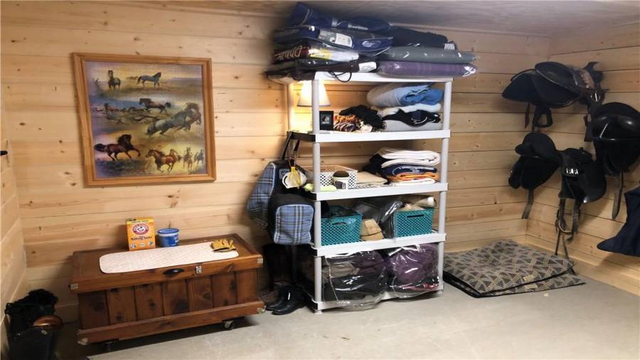 Tack room 12x12 and climate controlled.