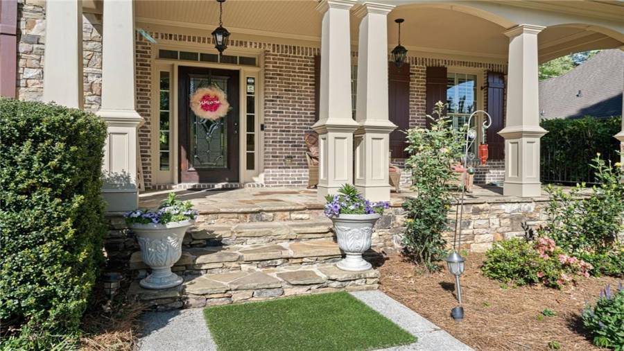 Stone and Brick and Etched Glass Front Door!