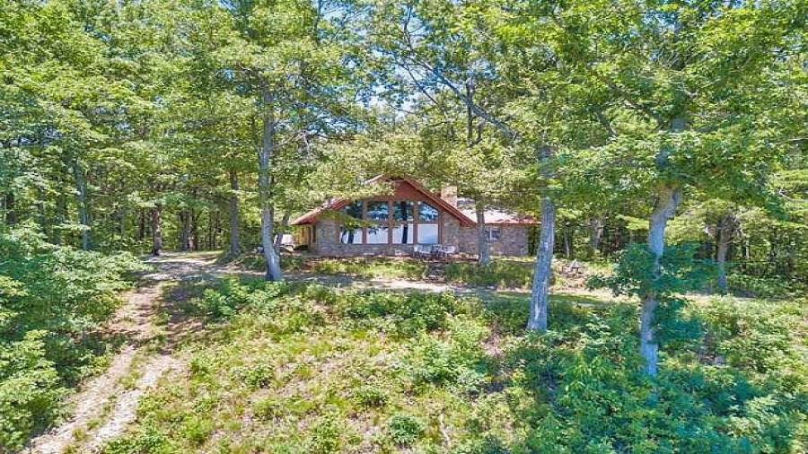 The cabin is perched right on the top