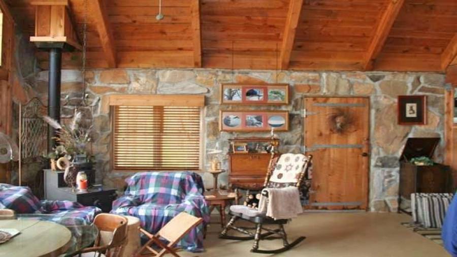 Vaulted greatroom and window view