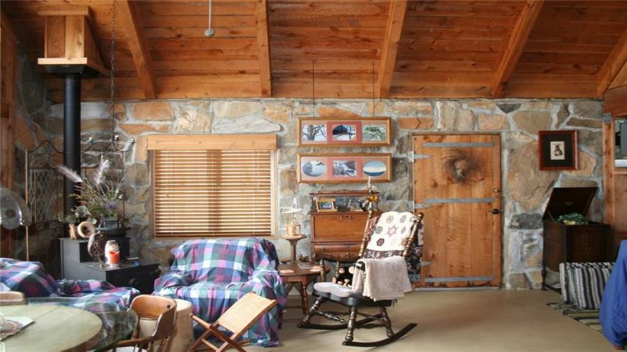 Vaulted greatroom and window view