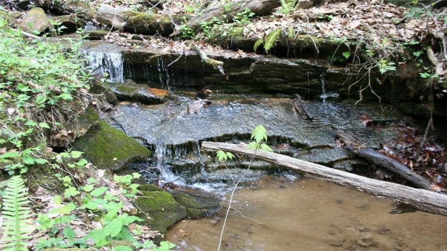 Waters spill down the mountain