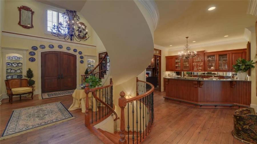 Walk through the study to this beautiful custom bar.