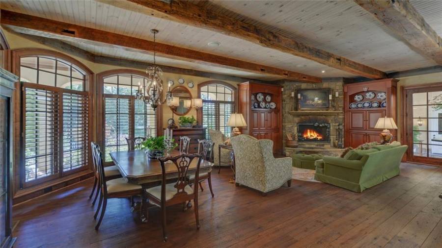The breakfast area opens to the fireside keeping room and kitchen area.