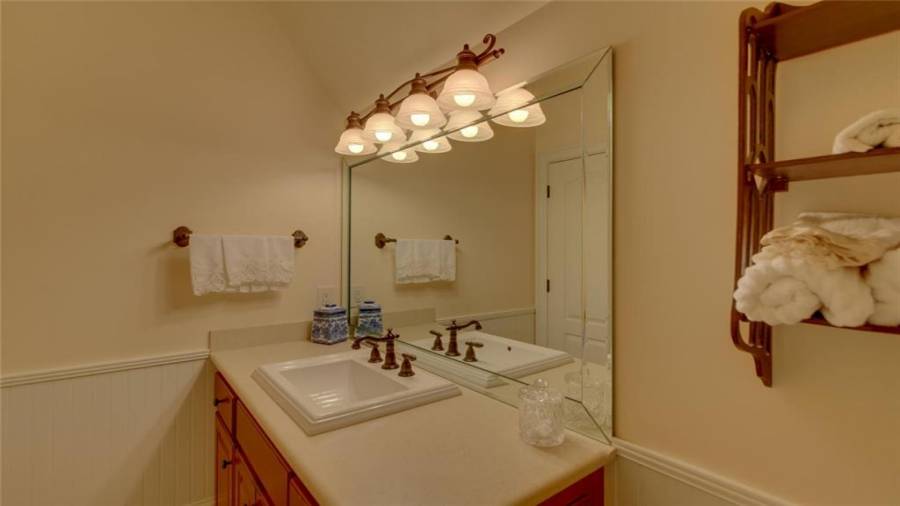 Full bath with tub/shower combo in the in-law suite / studio.