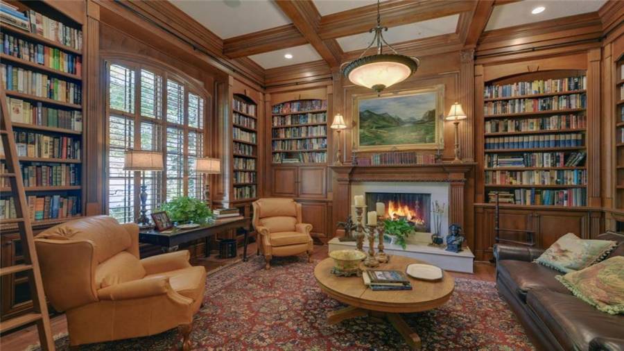 What a warm and inviting fireside study!  Great for reading or just relaxing at the end of a busy day.