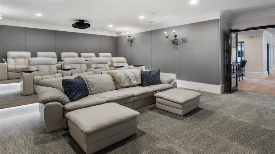 12 seat home theatre is situated behind the upstairs bar.