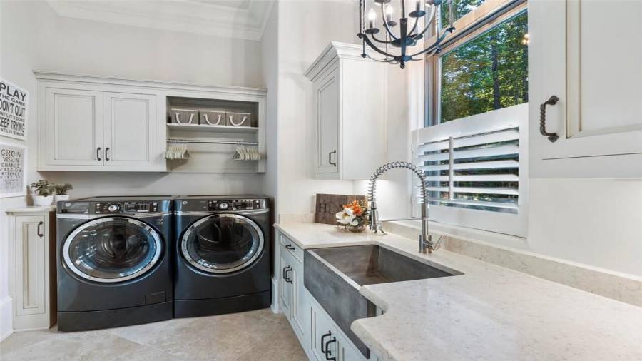 Upstairs laundry room.