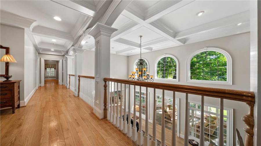 View of gallery hallway for the upper level.  Notice how the natural light flows through.