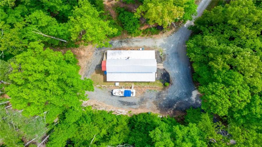 Overhead shot of barn