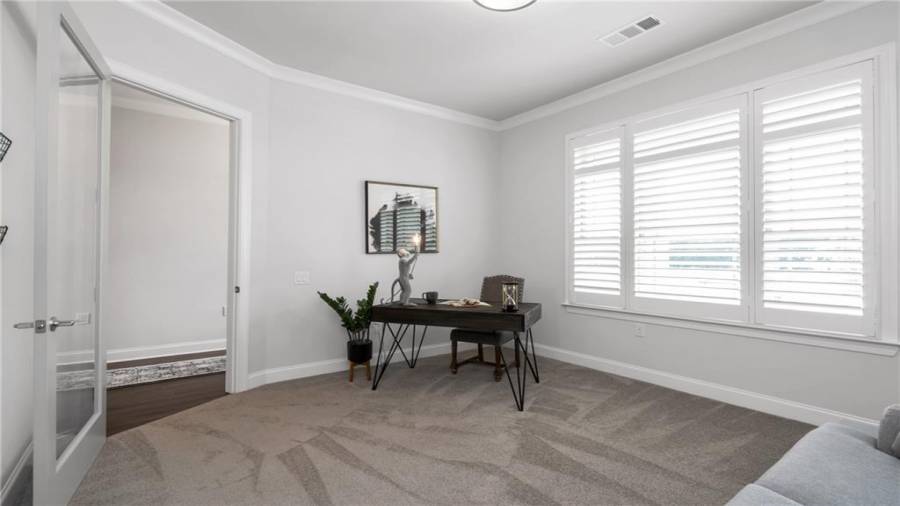 Our Optional Glass Door is show here.  Tons of Space in this Light and Bright Front Office/Bedroom....