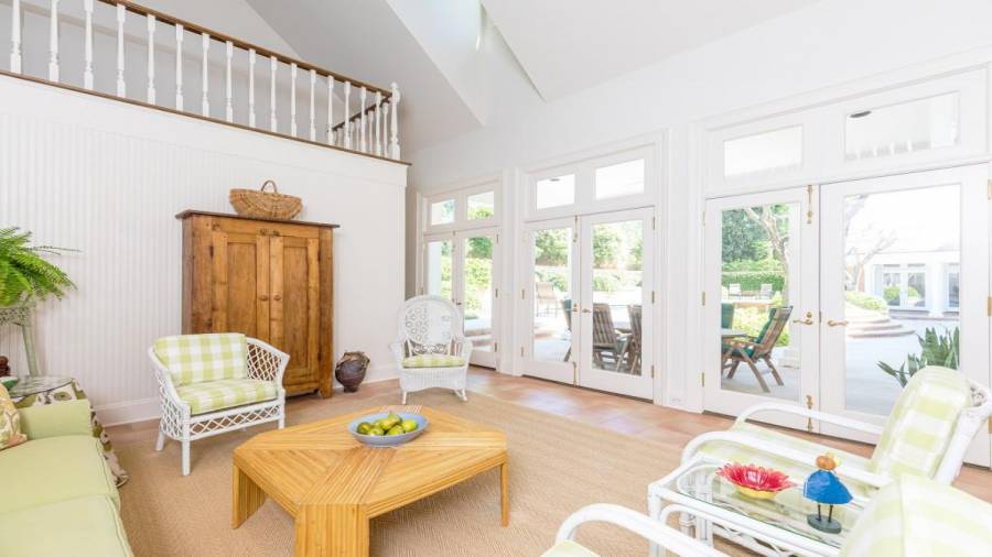 Two-story pool house and recreation room.
