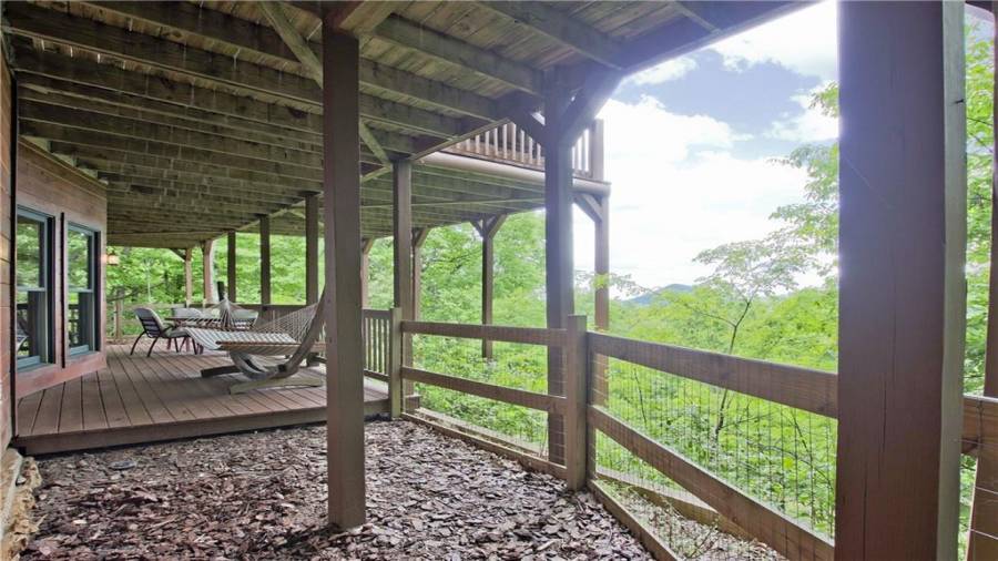 Covered deck area on the lower level.