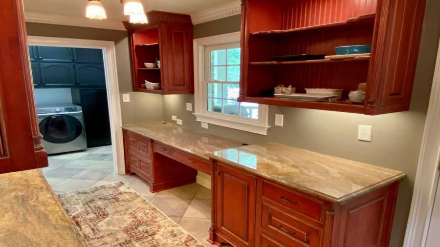 The other side of the Butlers Pantry looking out to the Covered back Porch Area
