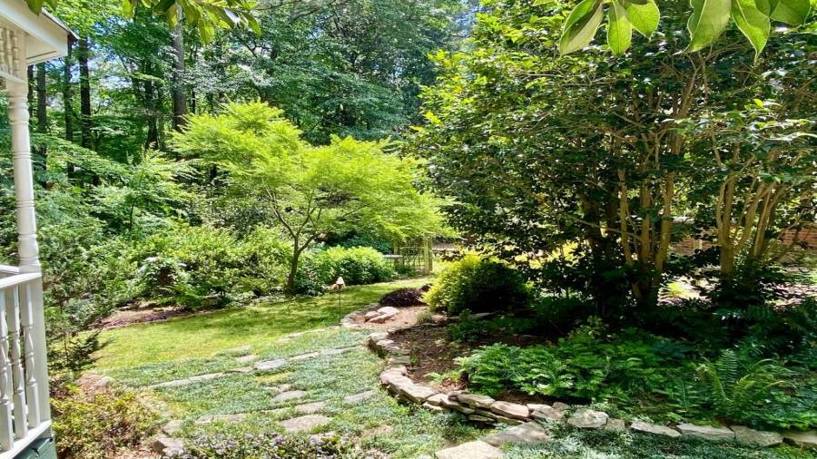 There are paths that meander through the property