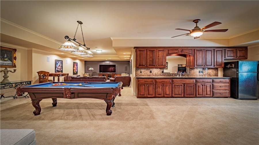 Finished Terrace Level with Kitchenette, room for a Pool Table and Movie Room