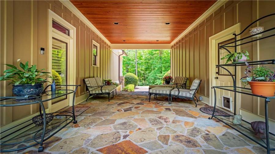 Covered Porch between Garage and Home.