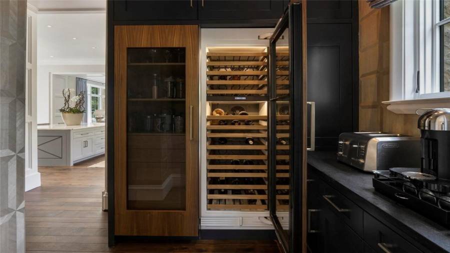Wine storage and bar area off of the kitchen.