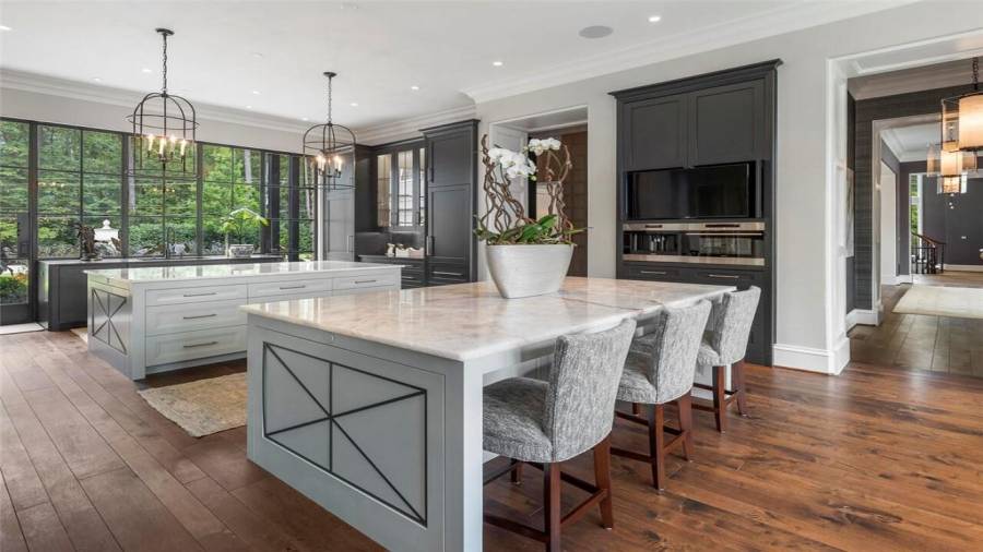 Doors that open out to garden from the kitchen.