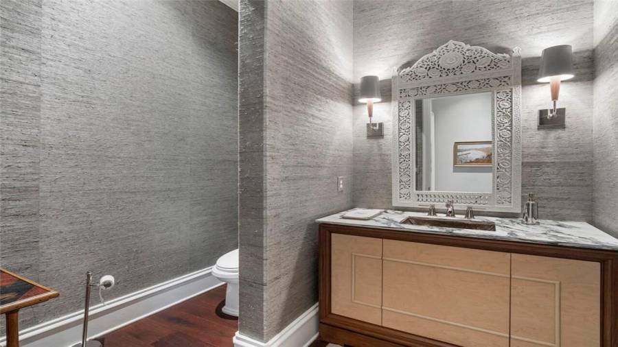 One of two half baths on the terrace level.