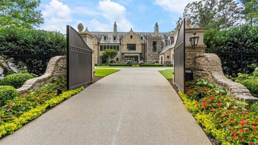 Double gates on each side of the property.