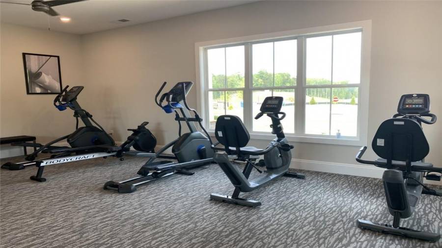 An Exercise Room with a View.  Stay healthy and meet neighbors at Courtyards at Camden.