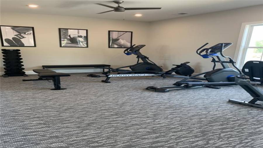 Spacious Exercise Room with State of the Art Equipment.  Work out on your schedule, anytime access.