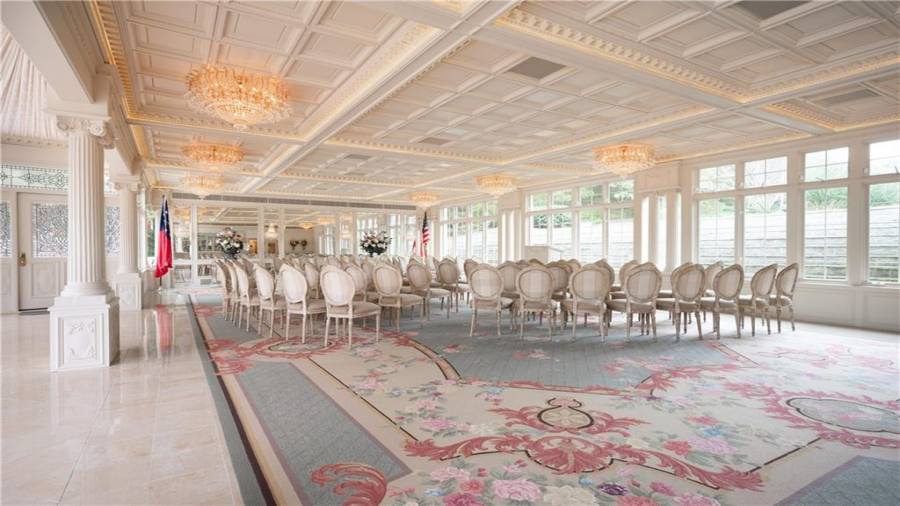 Ballroom set up for government speeches. Ballroom has held speeches for Governor Brian Kemp