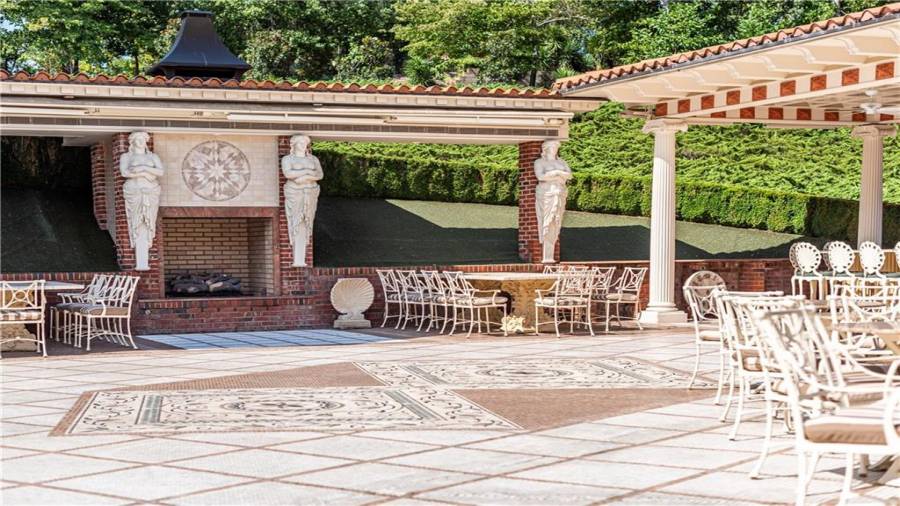 Custom tile work and fireplace.