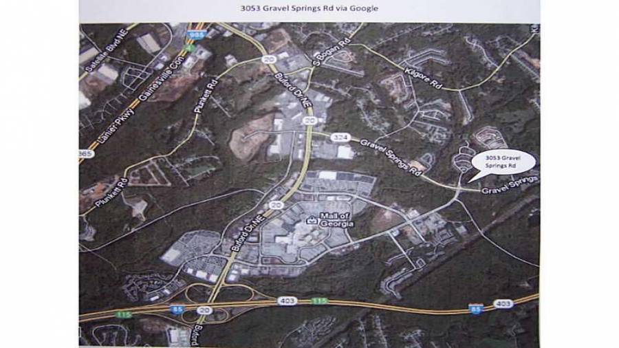 3053 Gravel Springs Rd site includes all utilities plus curb cuts on Cedar Glade Lane and Gravel Springs Rd / SR 324 - Intersection of SR 324 / Gravel Spring Rd, Mall of Ga Blvd, & Cedar Glade Ln