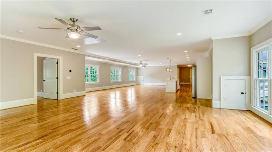 Apartment view into bedroom six