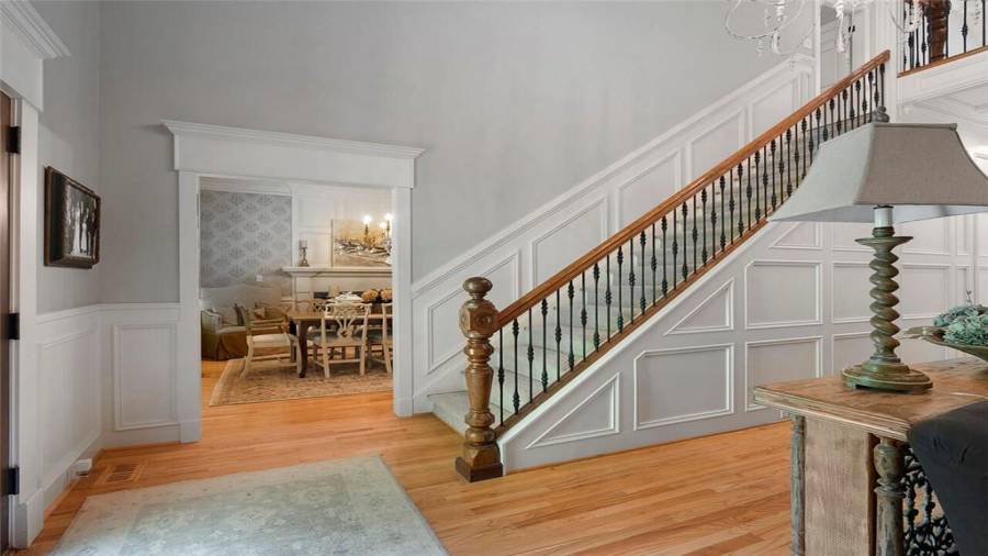 View to large fireside dining rm