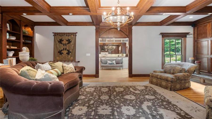View from screened porch to kitchen.