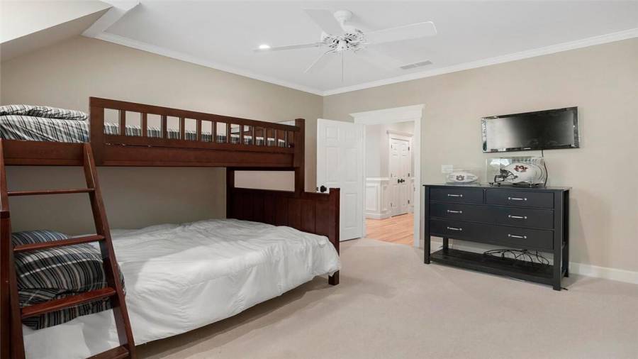 Secondary upstairs bdrm #2 shares full hall bath