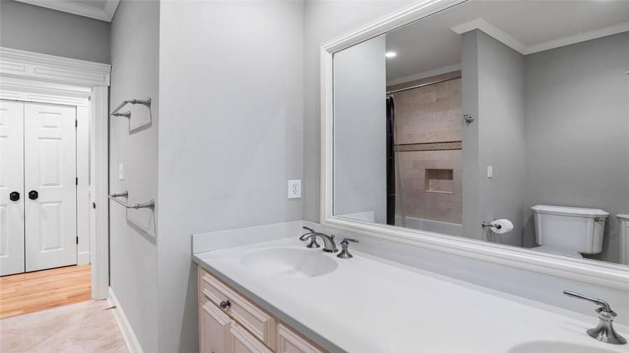 Double vanities in upstairs full hall bath