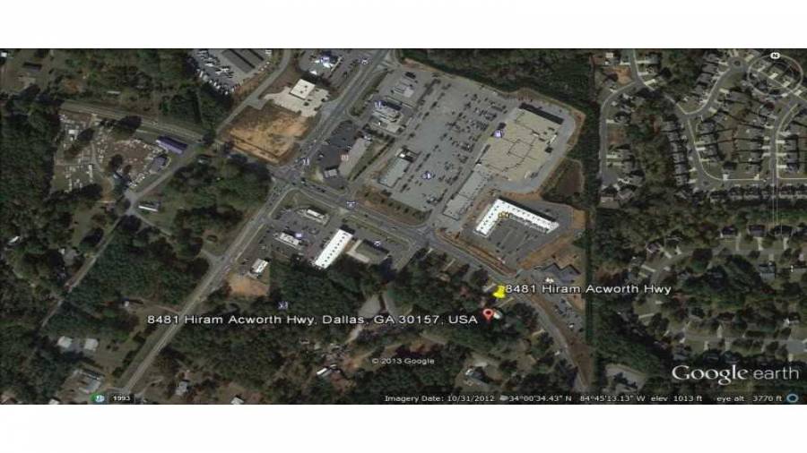 Exterior Front. Satellite view of corner of Dallas and Hiram Acworth Highways