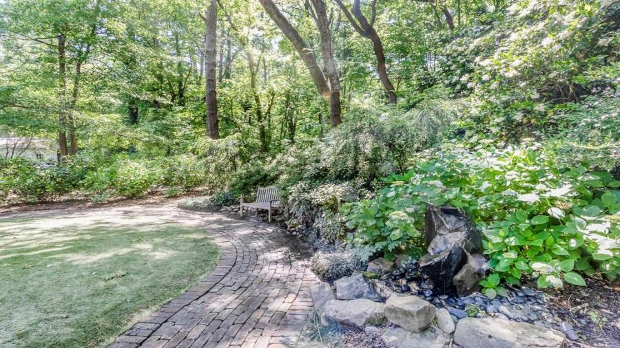 Stone water feature fits in well with nature.