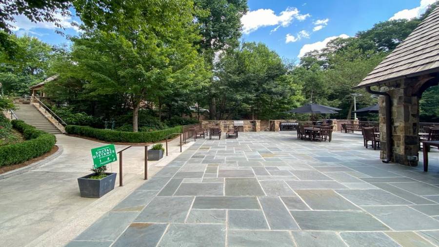 Members may rent this patio and pavilion for parties.