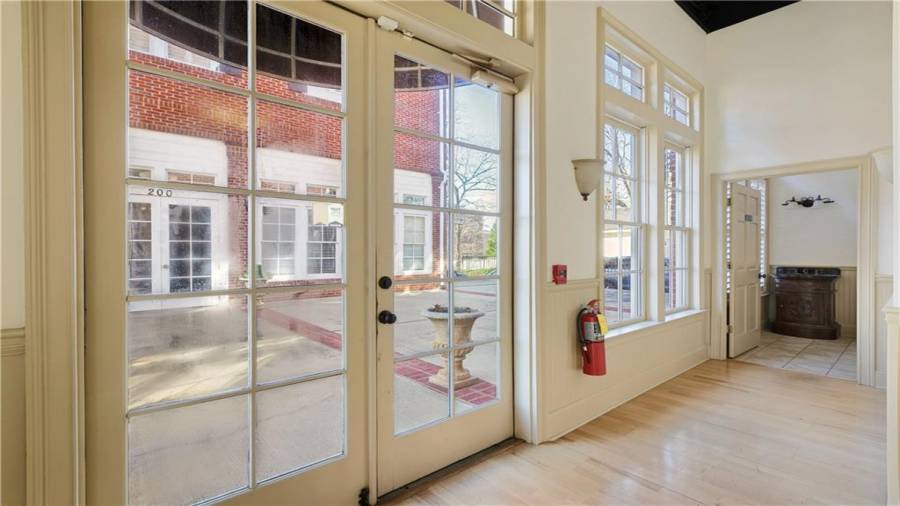 Side door entrance, one of four entrance points for the main floor space