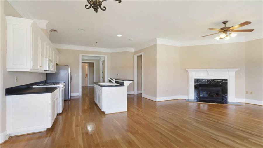Upstairs condo Unit 2 kitchen and family room