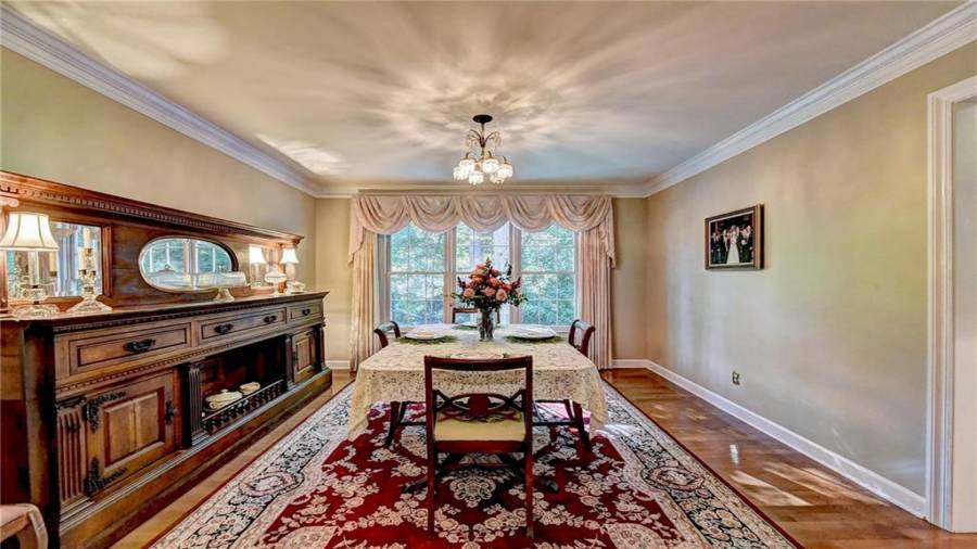 Large dinging room - will sit 8-12 depending on furniture size.