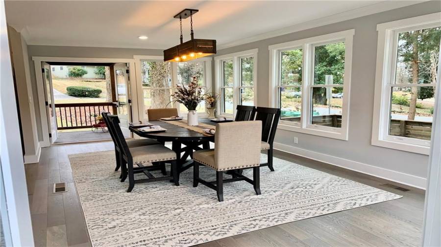 French doors in dining room lead to front porch
