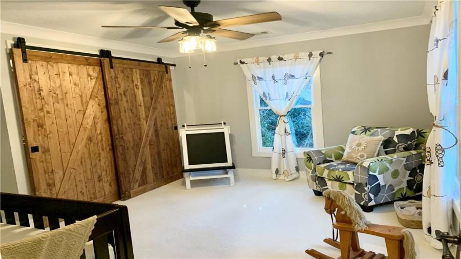 Gorgeous 48” double sliding barn doors in bedroom 4
