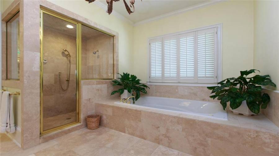 Steam Shower and Heated Tile Floor in Master
