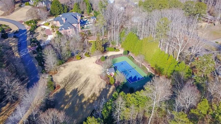 Arial View of Tennis Court and Side Yard/Recreational Area