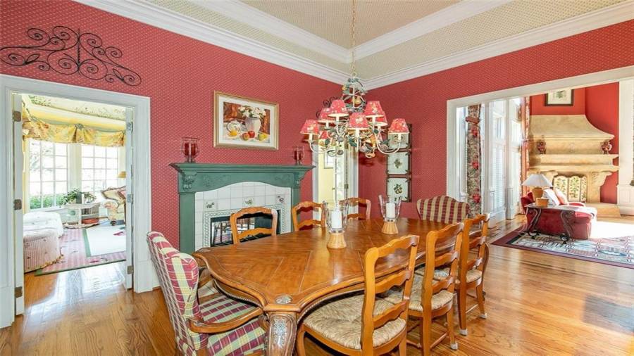 Breakfast Area with Double-sided Fireplace and View into Great Room