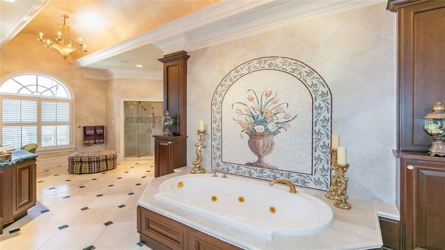 Master Bath with Heated Marble Floors and Soaking Tub