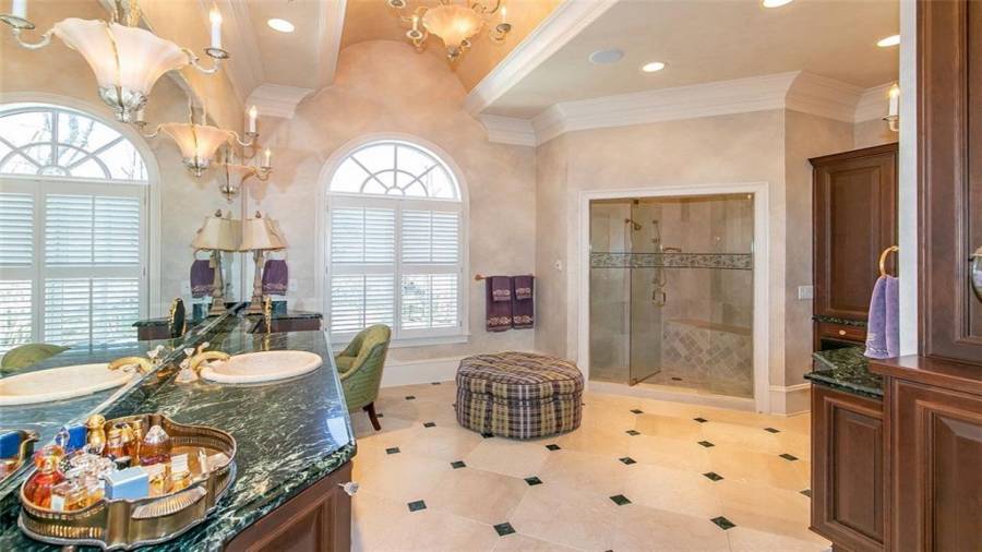 Master Bath with Heated Marble Floors, Walk-in Shower and Towel Heating Drawer